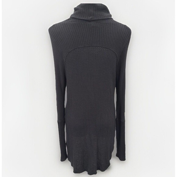 We The Free People Thermal Tunic Small Drippy Kristina Cowl Neck Black High Low - Picture 2 of 12
